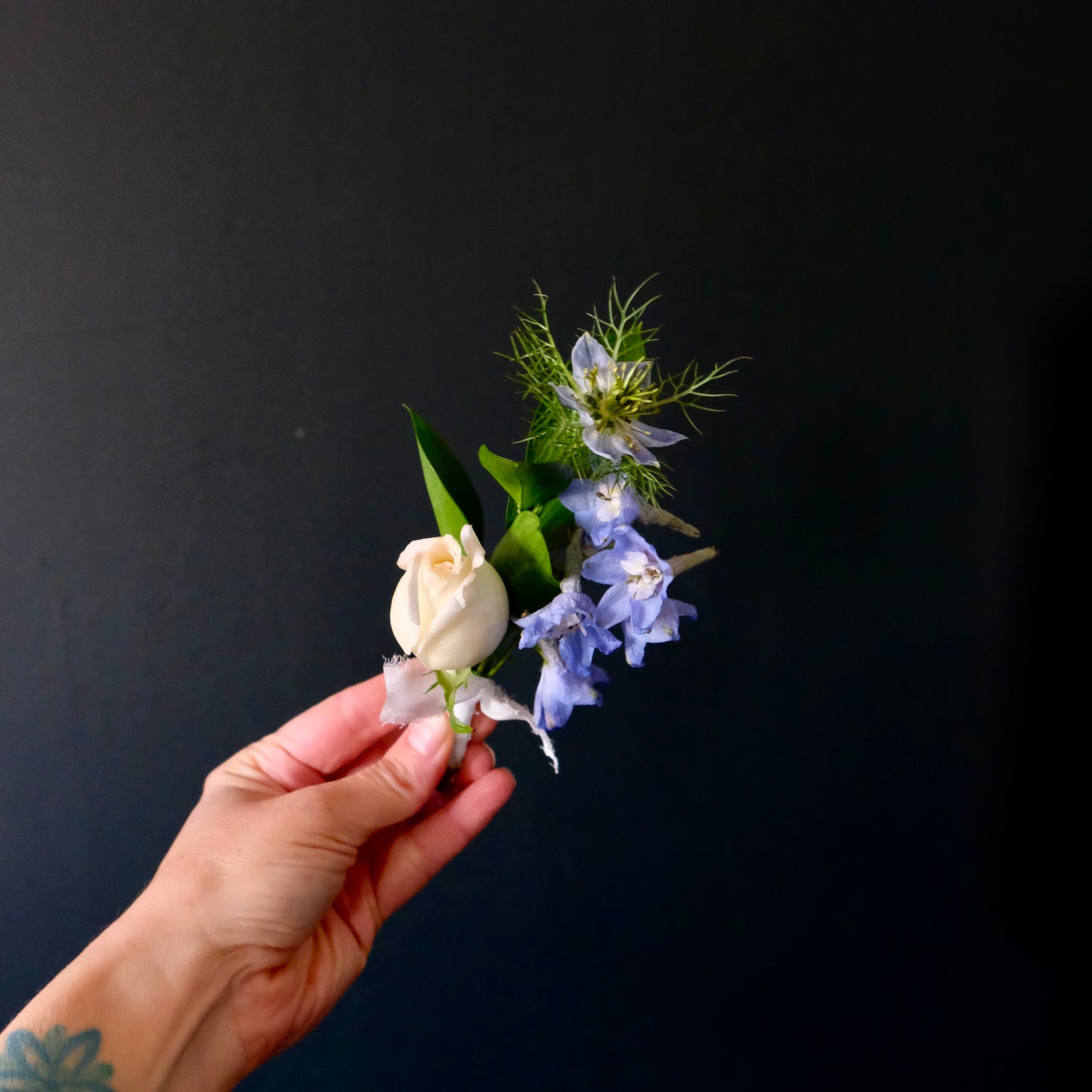 Blue & White Boutonniere