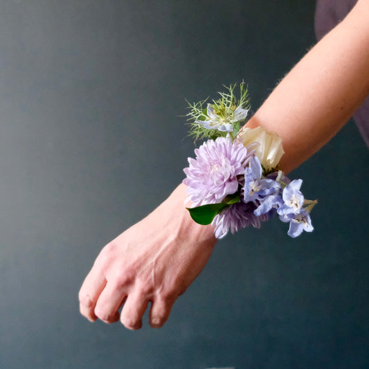 Blue & White Corsage